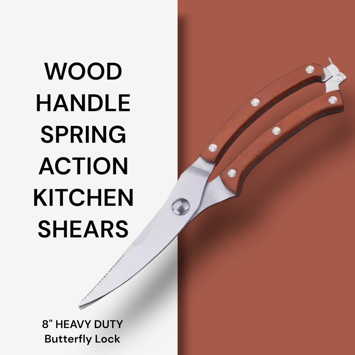 "THE BONE BREAKER" 8 INCH HEAVY DUTY PRO KITCHEN SHEARS