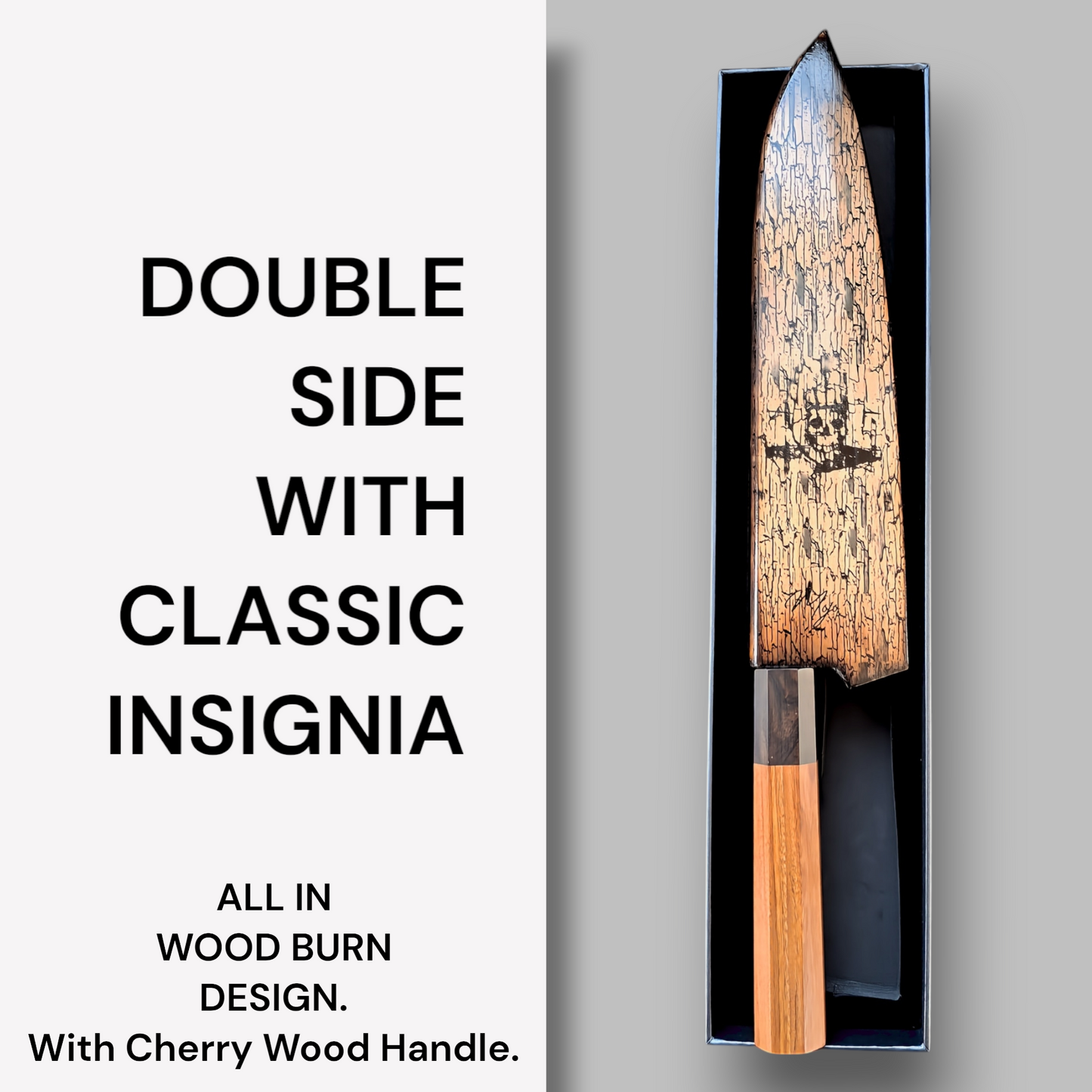 8" MOJO GYUTO AND WOOD BURN BOURDAIN SAYA COMBO