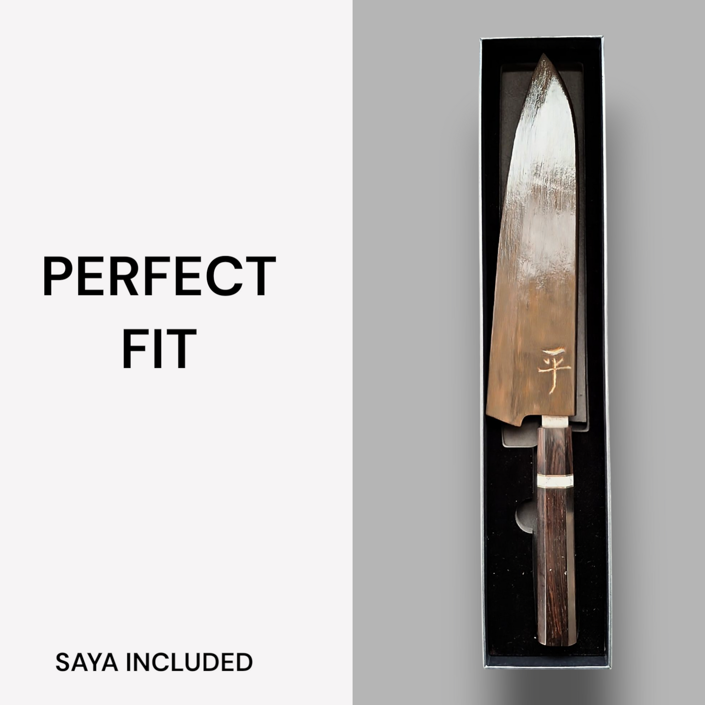 9" GYUTO, HAND CARVED SAYA