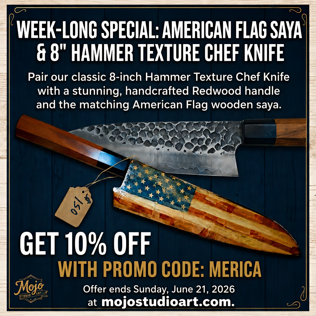 AMERICAN FLAG SAYA AND HAMMERD CHEF KNIFE
