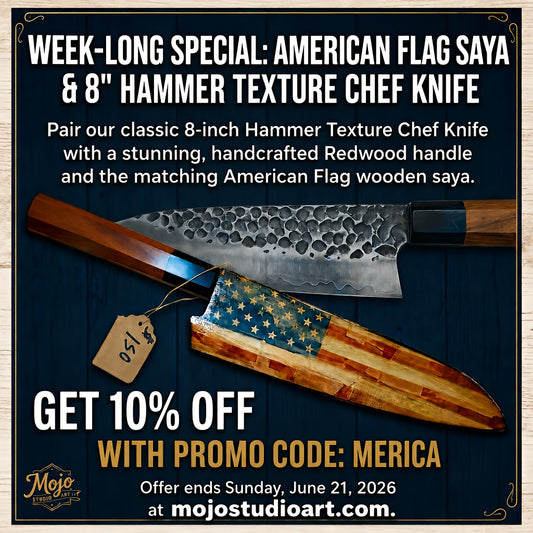 AMERICAN FLAG SAYA AND HAMMERD CHEF KNIFE
